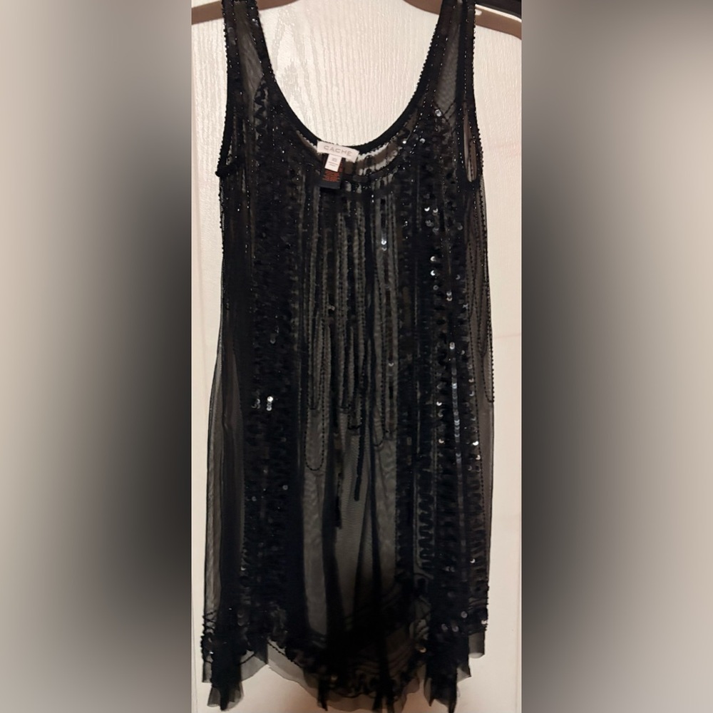 Cache Black Sequin Maxi Dress